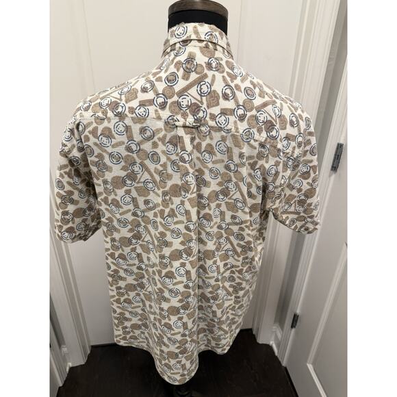 Mountain Express Men’s L Short Sleeve Shirt 100% Cotton Retro Geometric Print - Picture 3 of 10